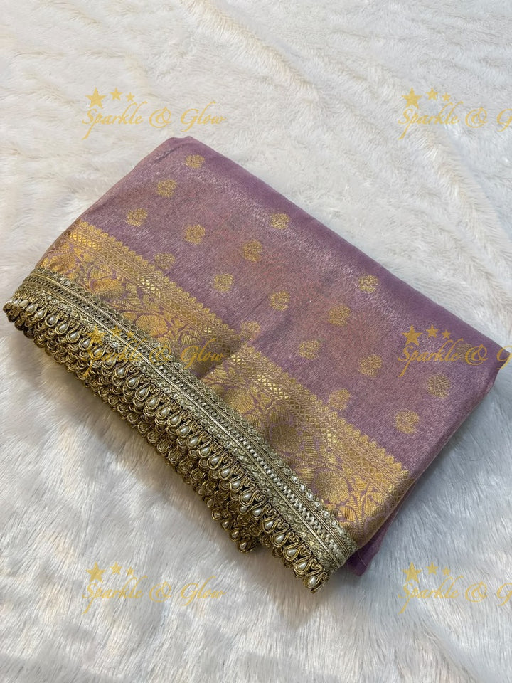 Exquisite Tissue Katan Saree with Gold Zari Design