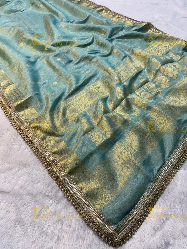 Exquisite Tissue Katan Saree with Gold Zari Design