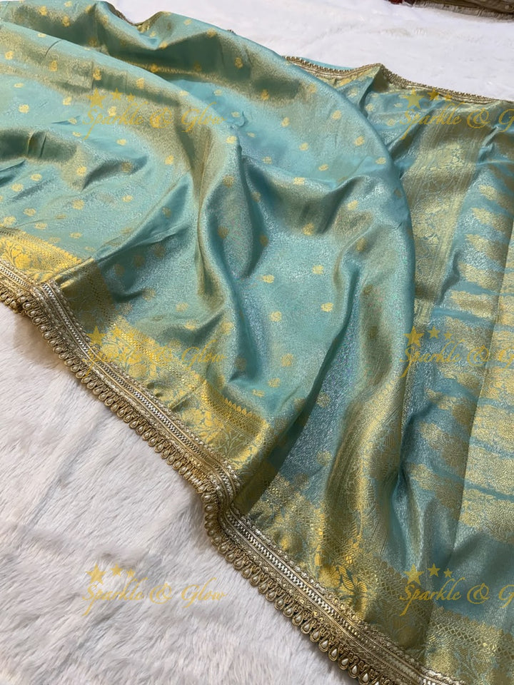 Exquisite Tissue Katan Saree with Gold Zari Design