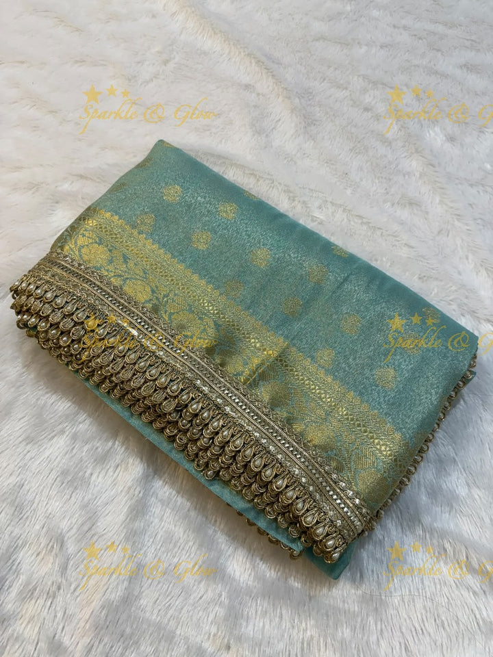 Exquisite Tissue Katan Saree with Gold Zari Design