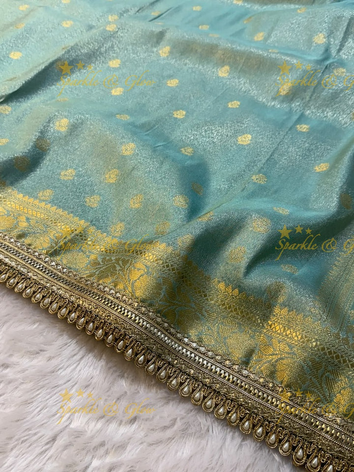 Exquisite Tissue Katan Saree with Gold Zari Design