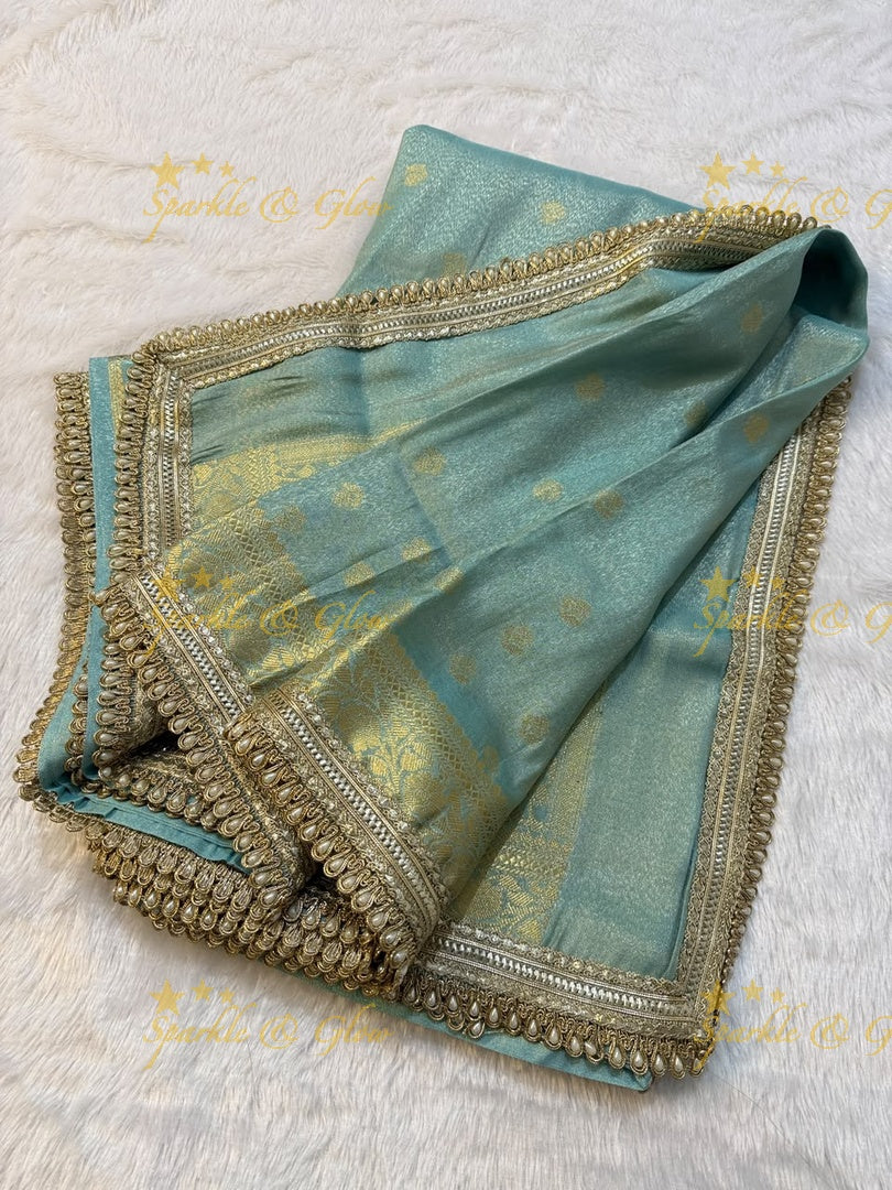 Exquisite Tissue Katan Saree with Gold Zari Design