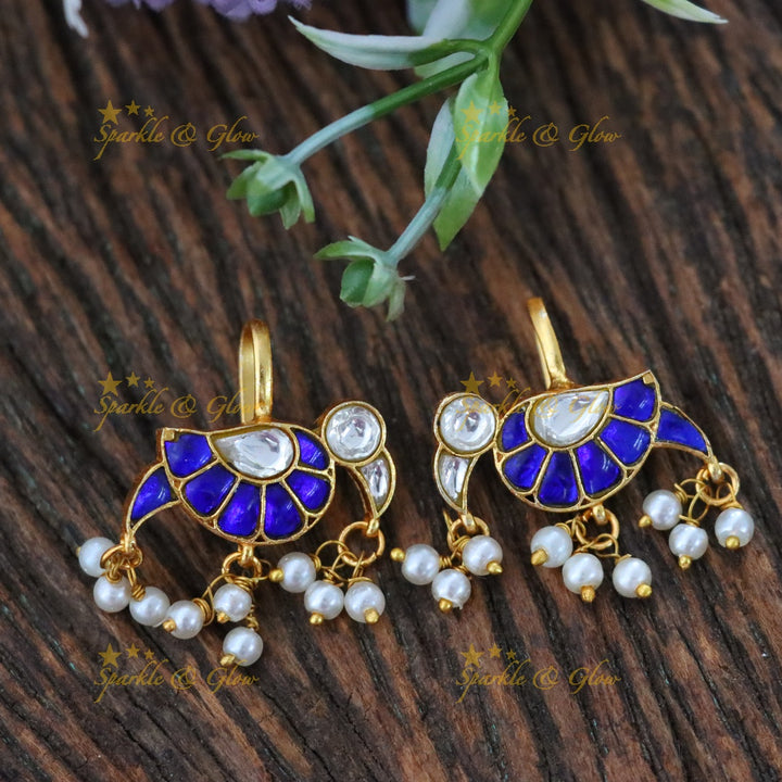 Jadau Kundan Bugadi with Pearl Drops – Elegant Parrot Design
