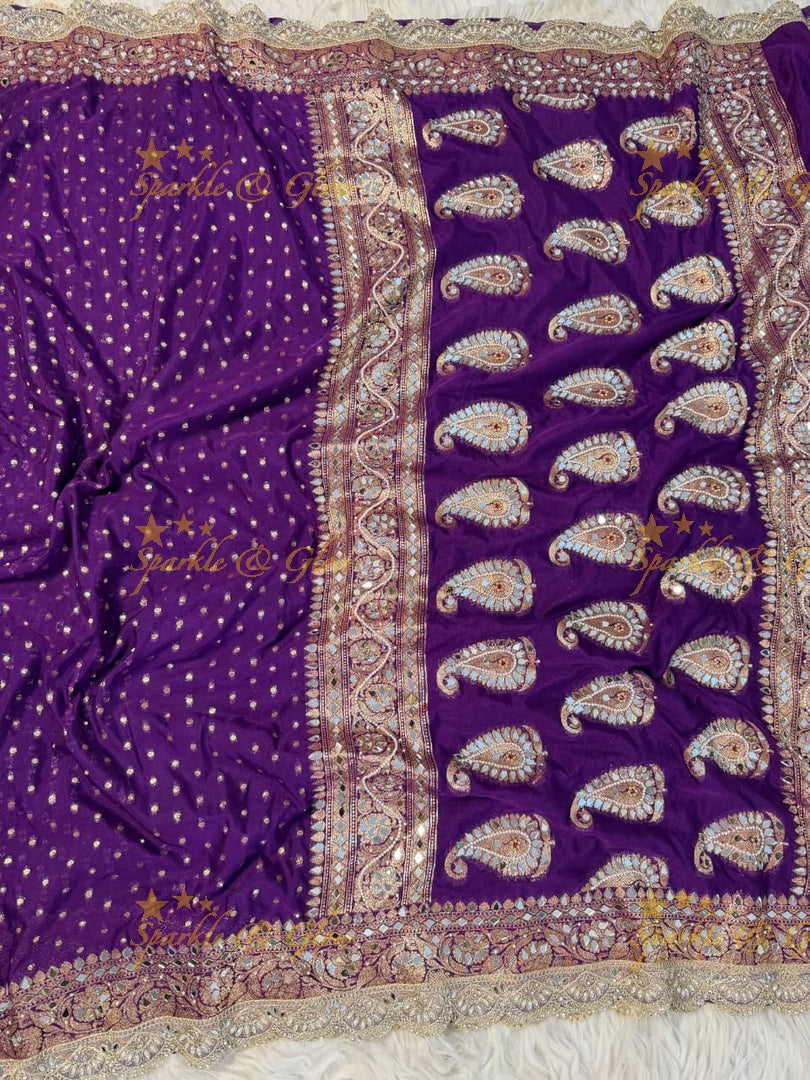 Elegant Banarasi Saree with Intricate Mirror Work