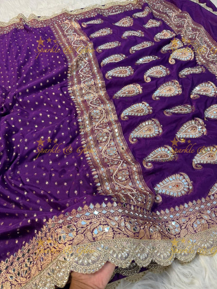 Elegant Banarasi Saree with Intricate Mirror Work