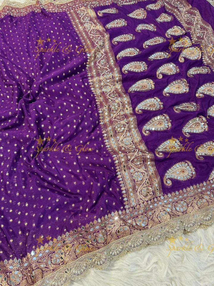 Elegant Banarasi Saree with Intricate Mirror Work