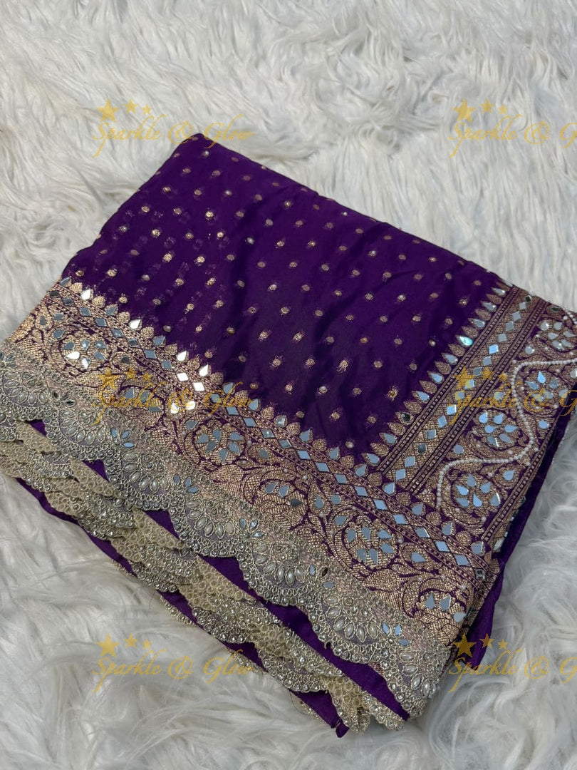 Elegant Banarasi Saree with Intricate Mirror Work