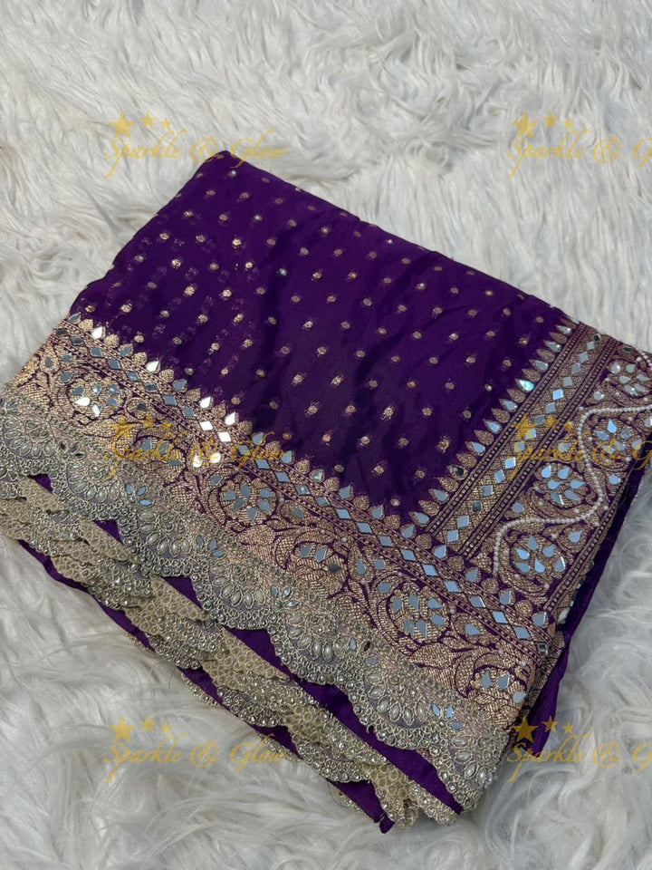 Elegant Banarasi Saree with Intricate Mirror Work