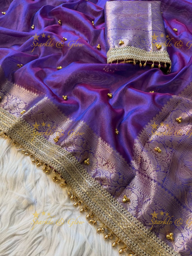 Exquisite Banarasi Tissue Saree with Zari Elegance