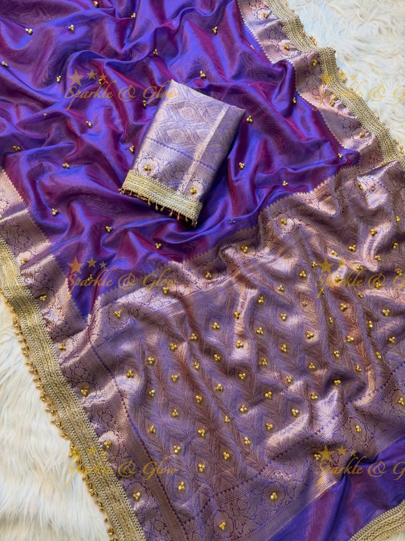 Exquisite Banarasi Tissue Saree with Zari Elegance
