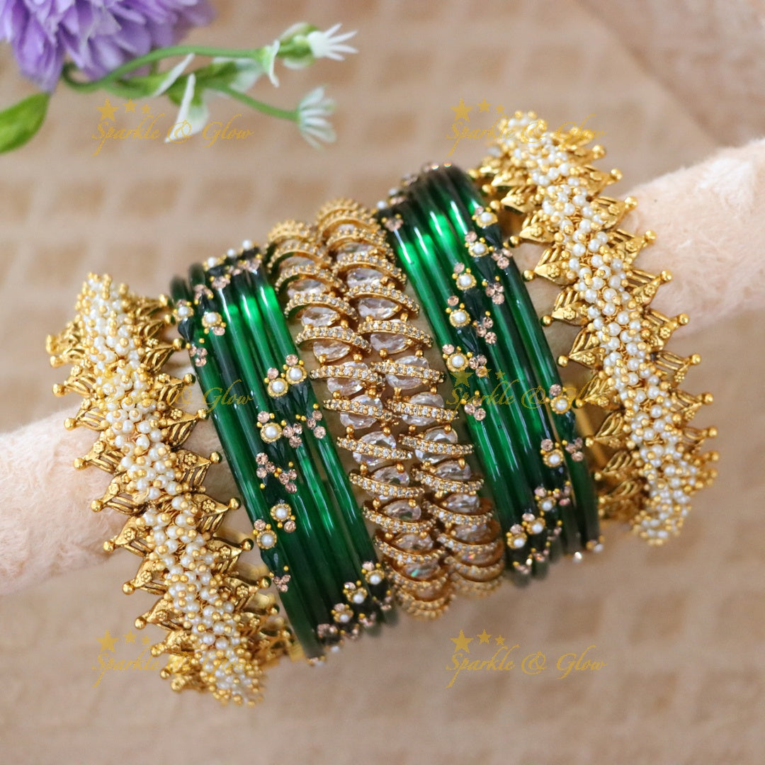 Beautiful Bridal Bangle Set - Red & Gold Elegance