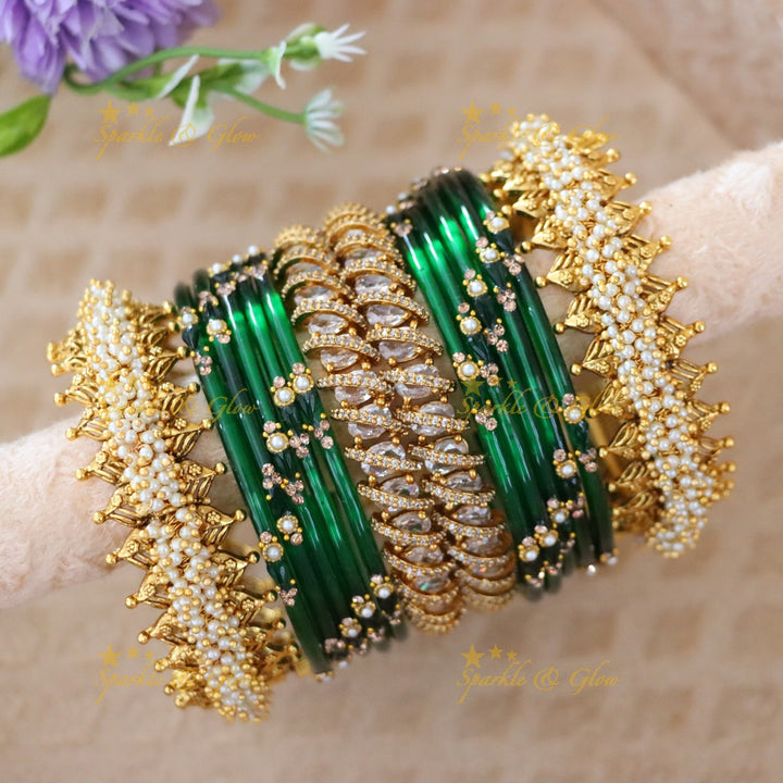 Beautiful Bridal Bangle Set - Red & Gold Elegance
