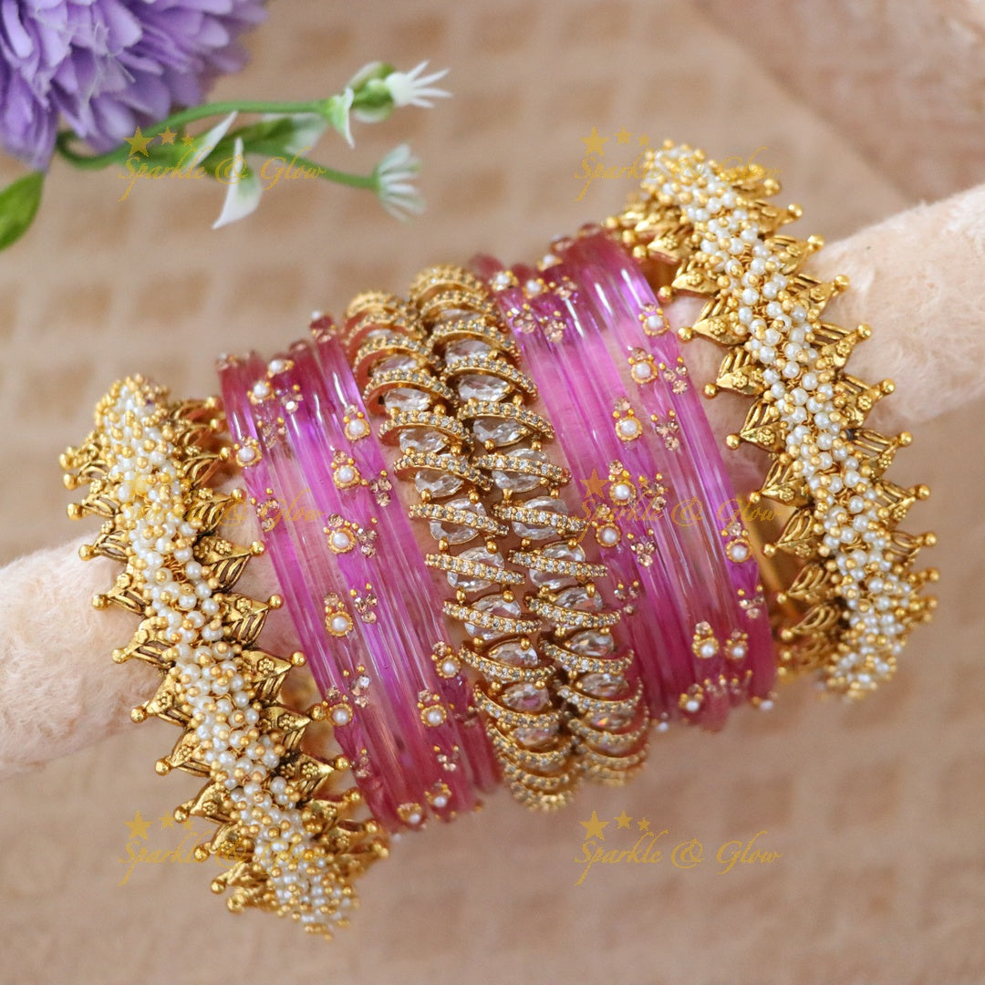 Beautiful Bridal Bangle Set - Red & Gold Elegance