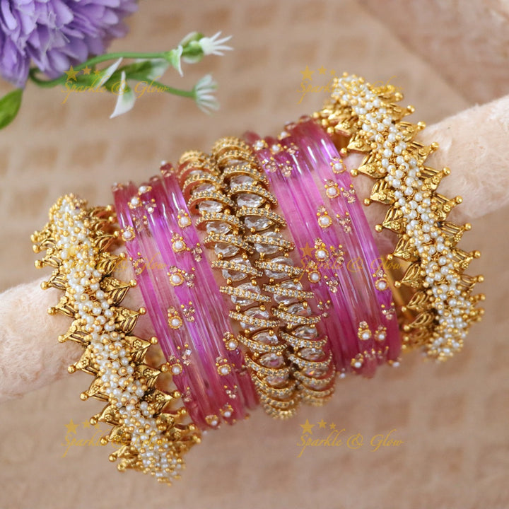 Beautiful Bridal Bangle Set - Red & Gold Elegance