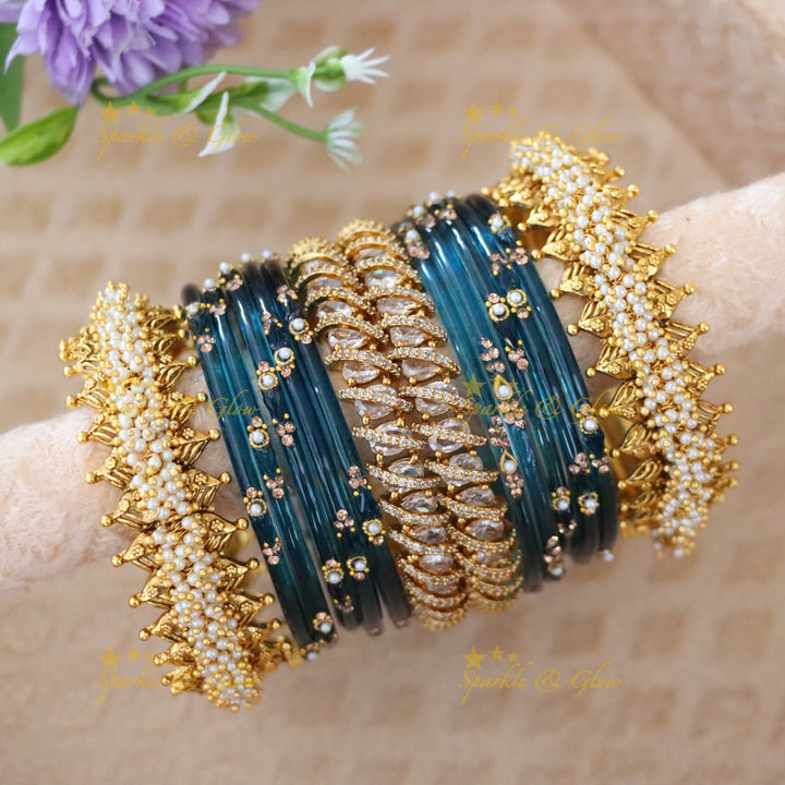 Beautiful Bridal Bangle Set - Red & Gold Elegance