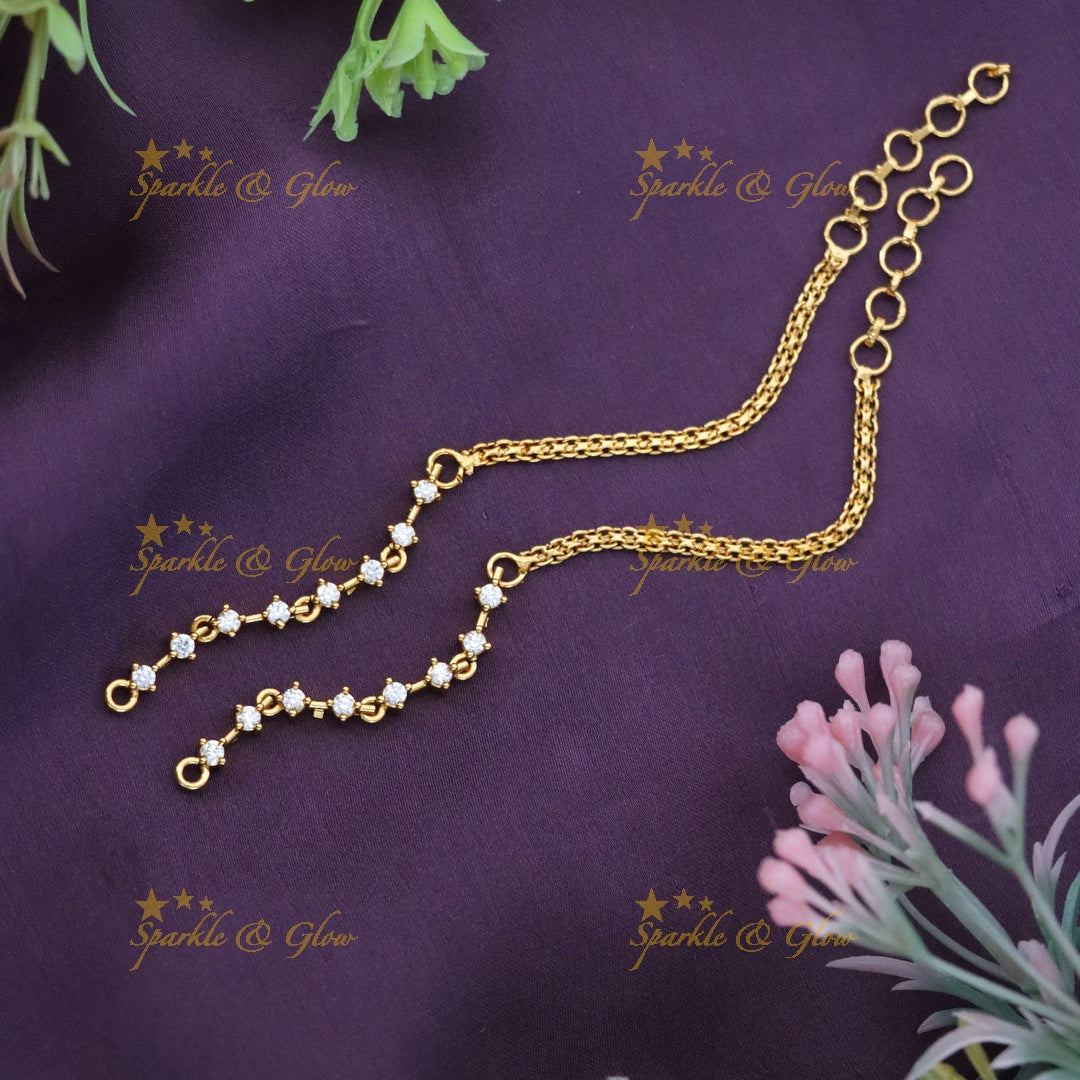 Elegant Gold Mattal Earchain for Timeless Celebrations