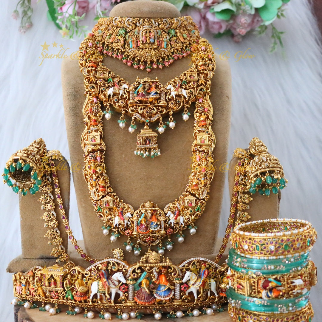 Exquisite Meenakari Bridal Set with Temple Motifs