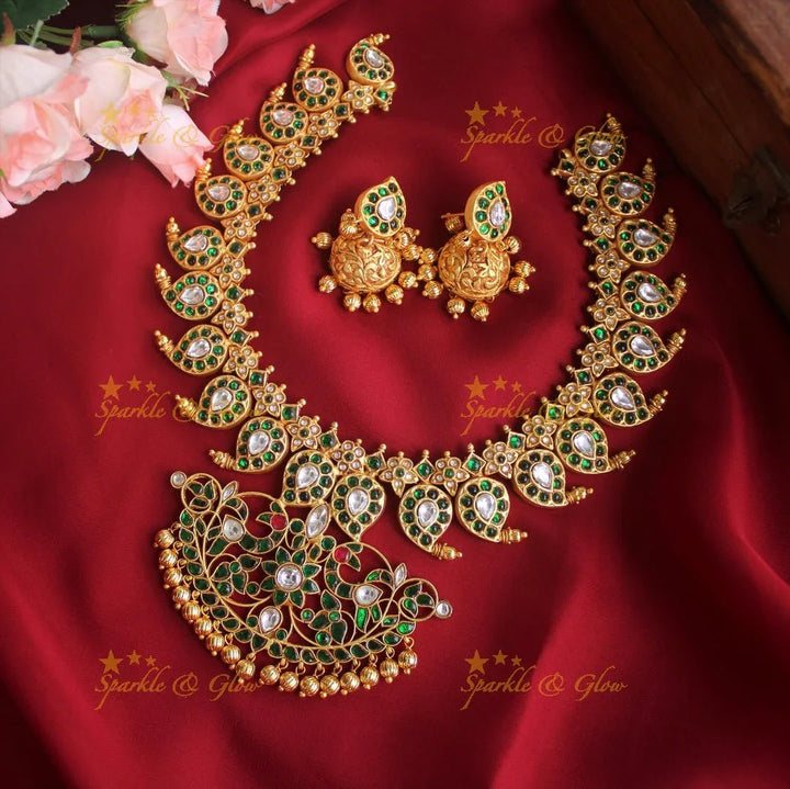 Jadau kundan Mango short necklace - White - READY TO SHIP - Sparkle and Glow