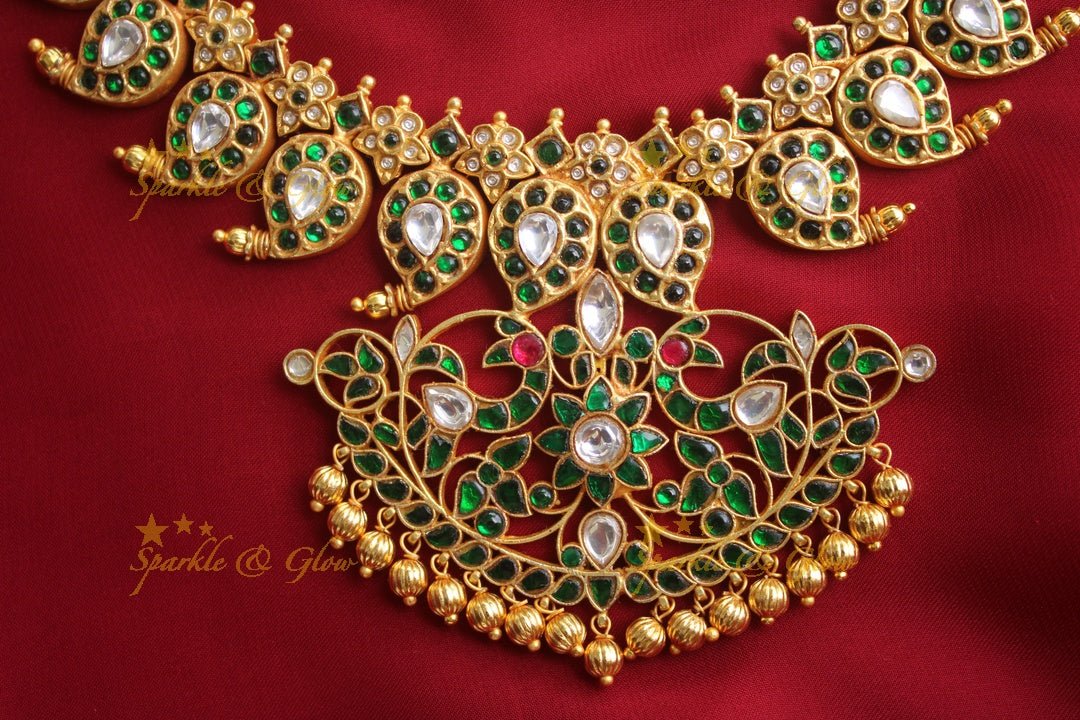 Jadau kundan Mango Haram - Navarathna - READY TO SHIP - Sparkle and Glow - White - Back Thread