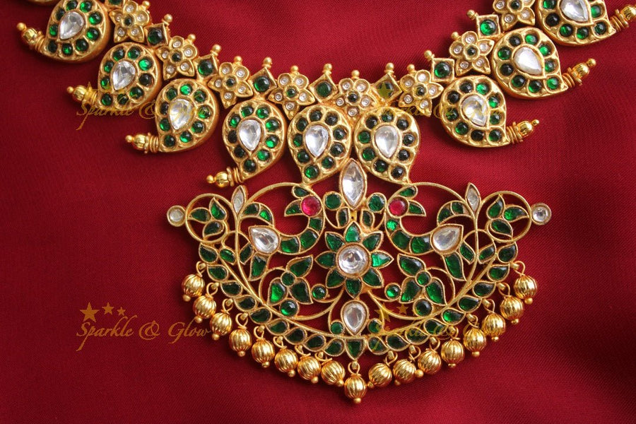 Jadau kundan Mango Haram - Navarathna - READY TO SHIP - Sparkle and Glow - White - Back Thread