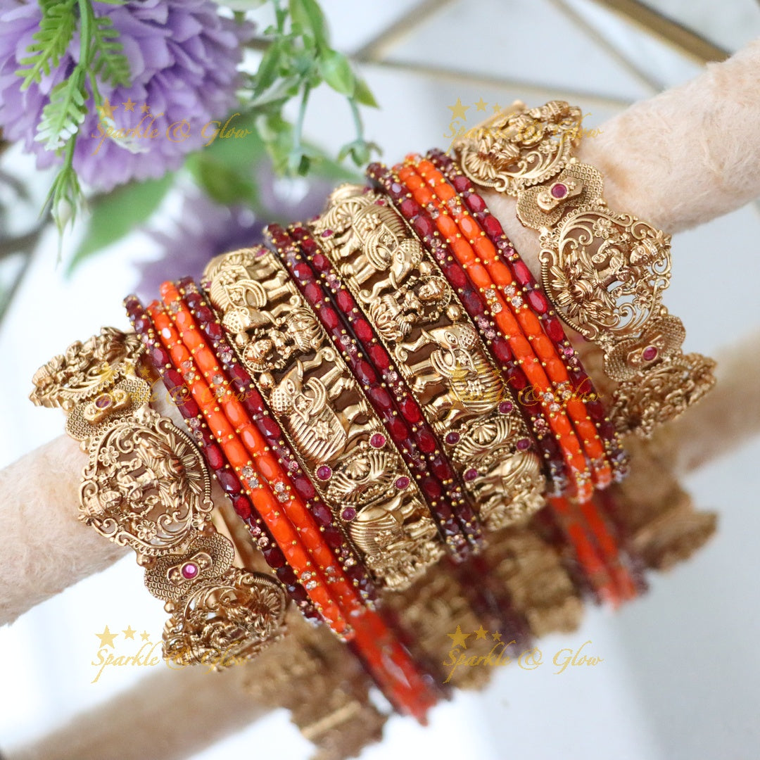 Exquisite Lakshmi Elephant Temple Bangles for Brides