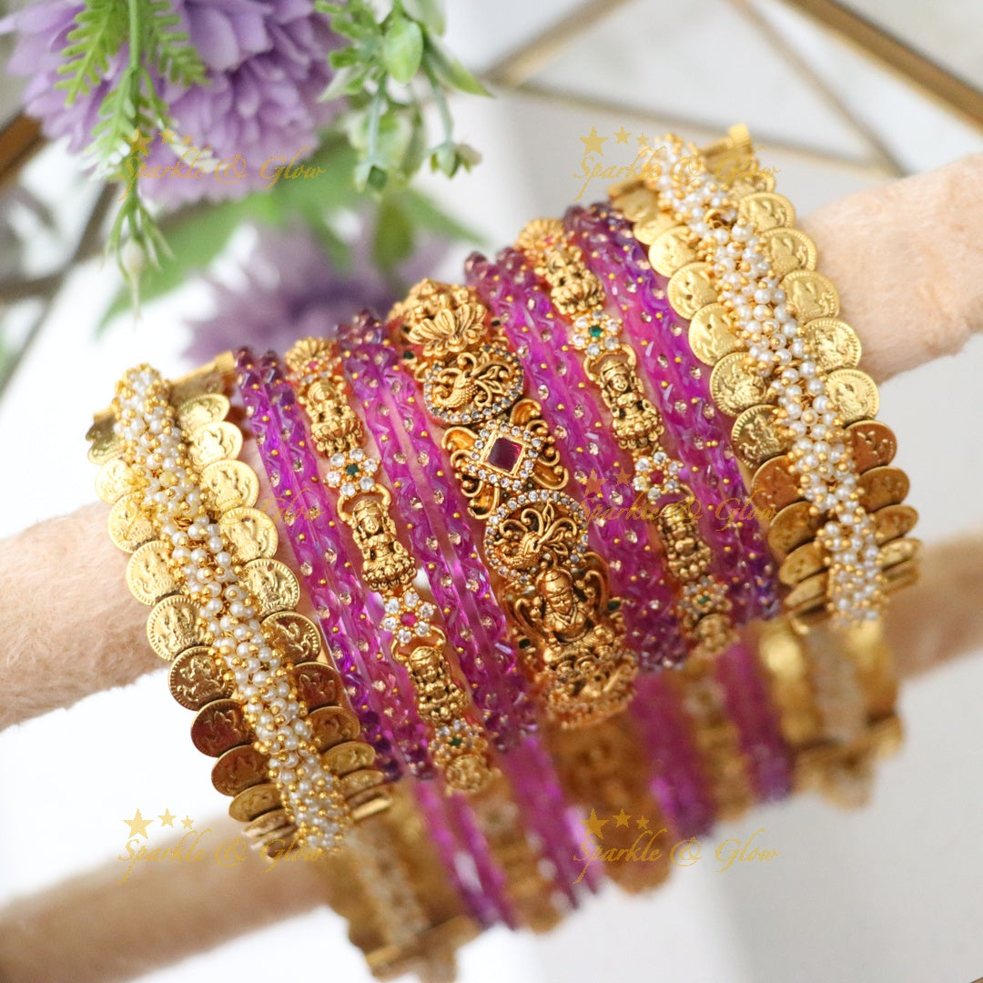 Luxurious Lakshmi-Inspired Gold Bridal Bangles