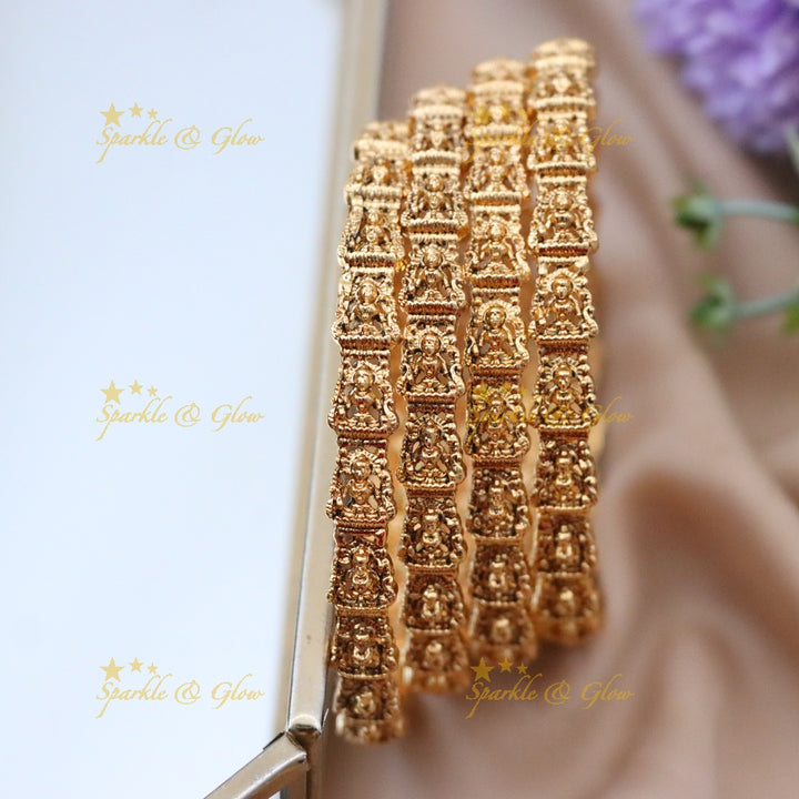 Stunning Gold-Plated Temple Bangles for Celebrations