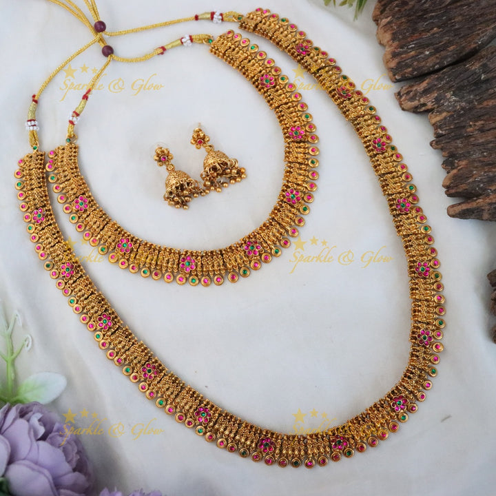 Exquisite Bridal Gold Necklace Set - Sparkle & Glow