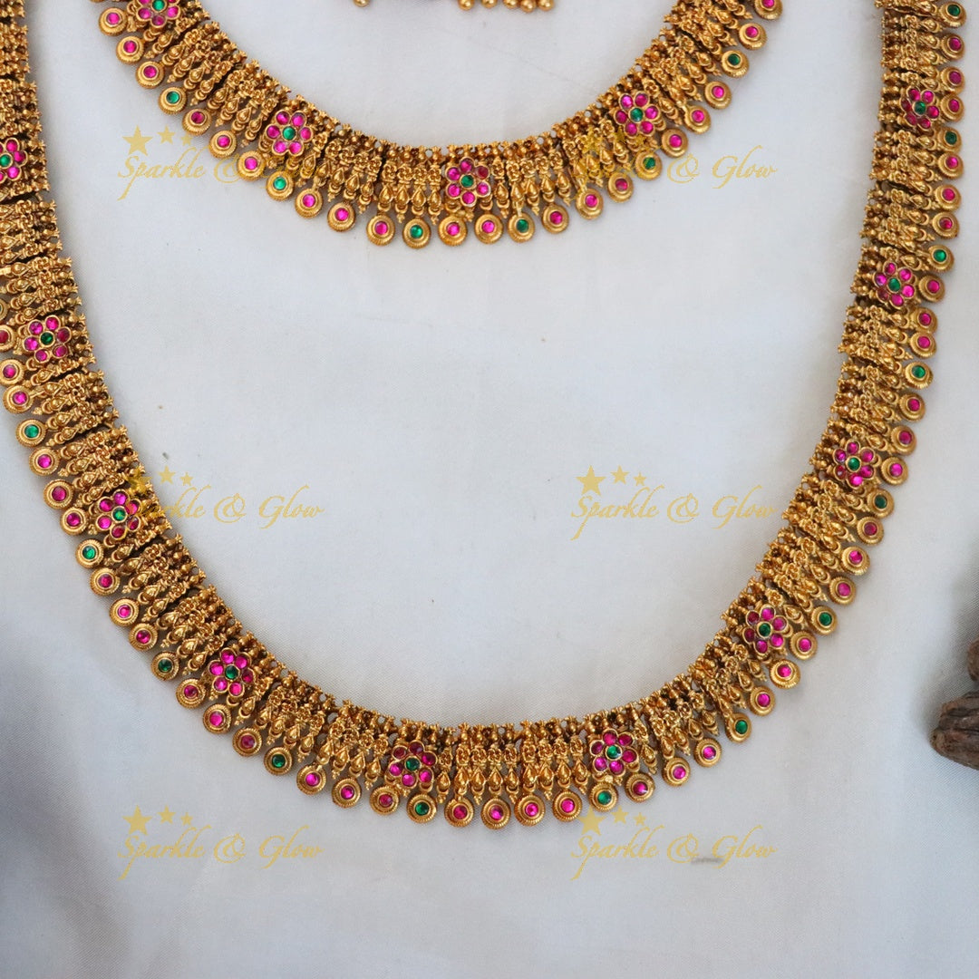 Exquisite Bridal Gold Necklace Set - Sparkle & Glow
