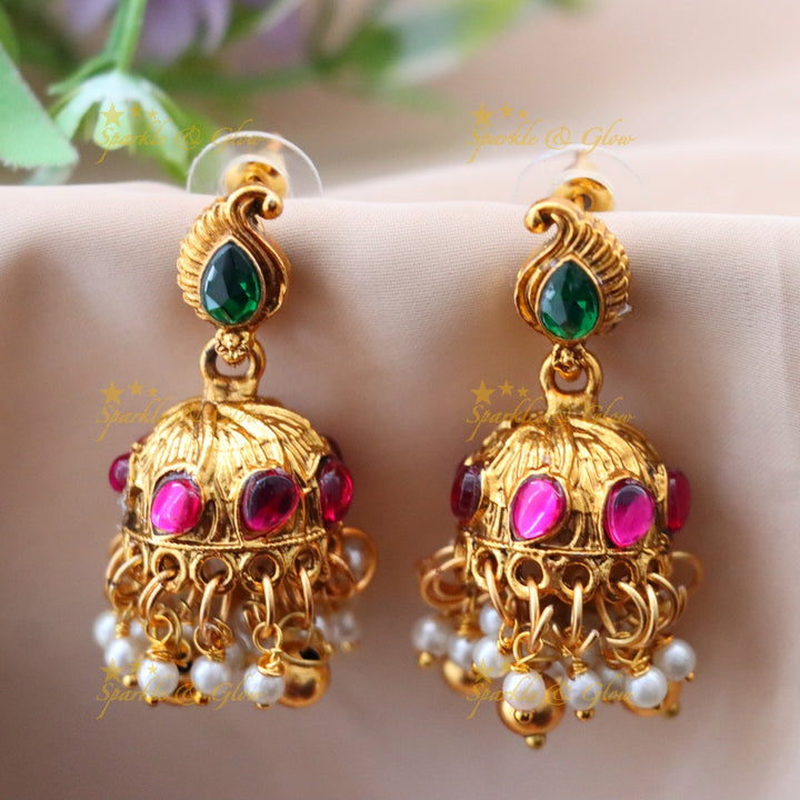 Temple Necklace Set in Gold & Pearl for Festive Elegance