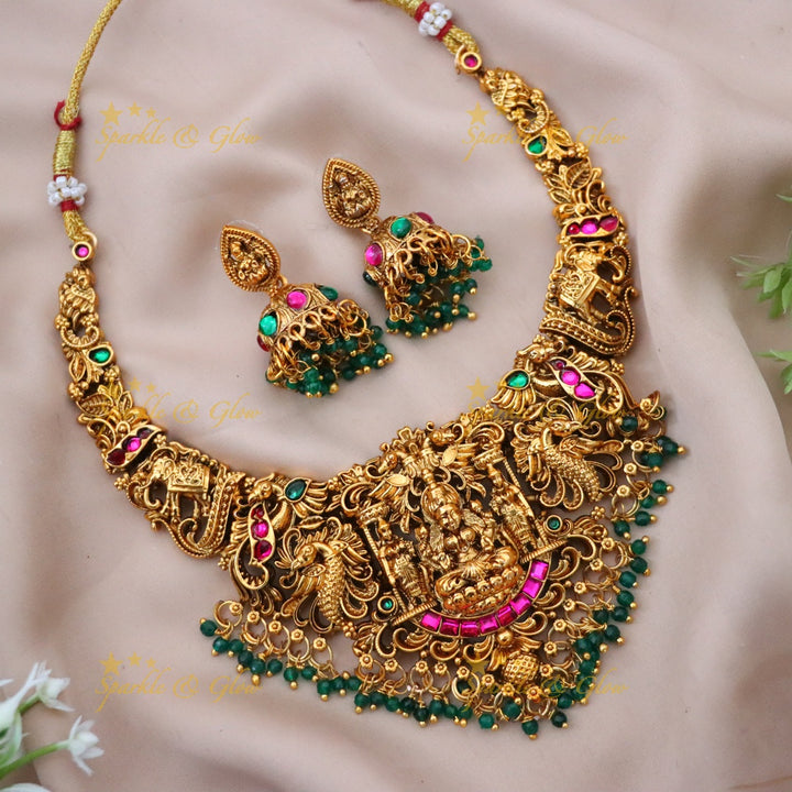 Radiant Gold Lakshmi Necklace for Bridal Elegance