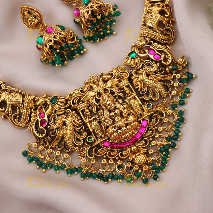 Radiant Gold Lakshmi Necklace for Bridal Elegance