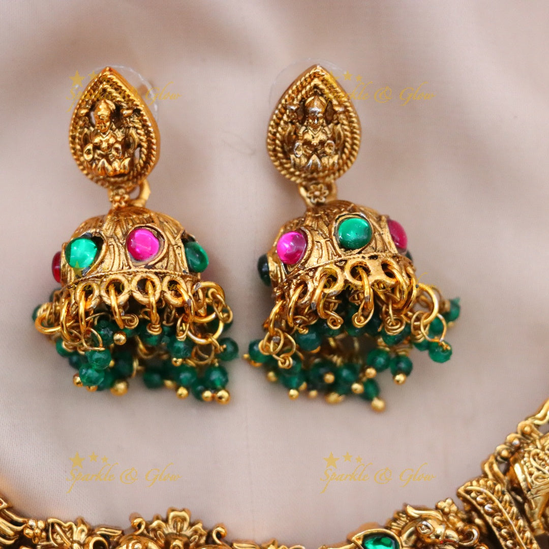 Radiant Gold Lakshmi Necklace for Bridal Elegance