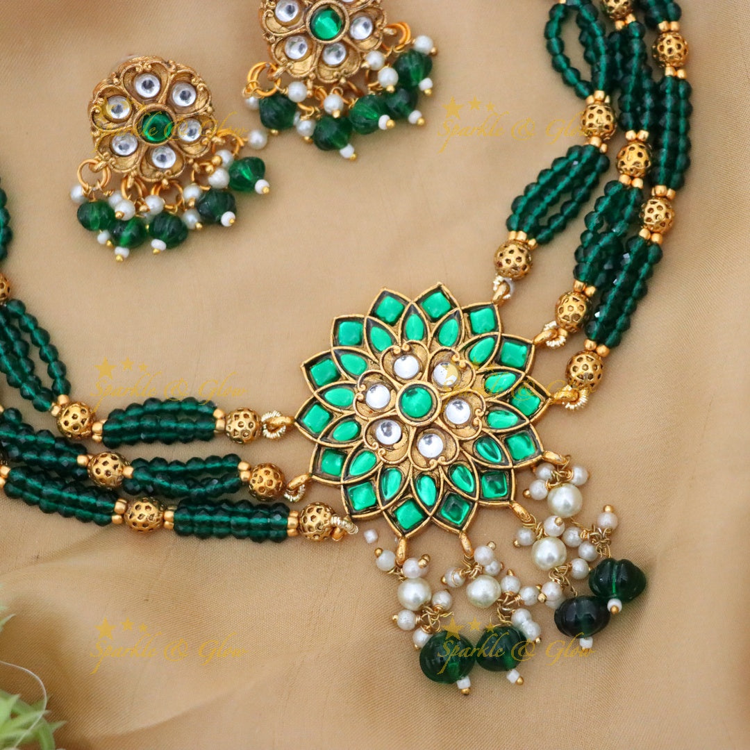 Exquisite Gold & Pink Necklace Set for Weddings