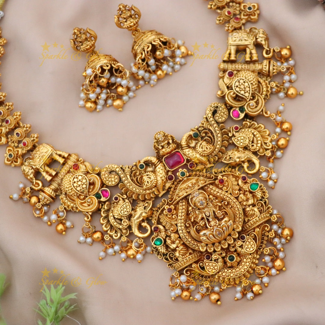 Exquisite Gold Temple Necklace for Festive Weddings