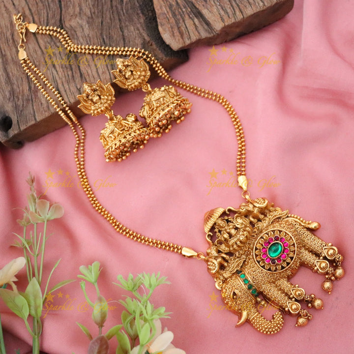 Exquisite Temple Necklace Set - Ideal for Festive Wear