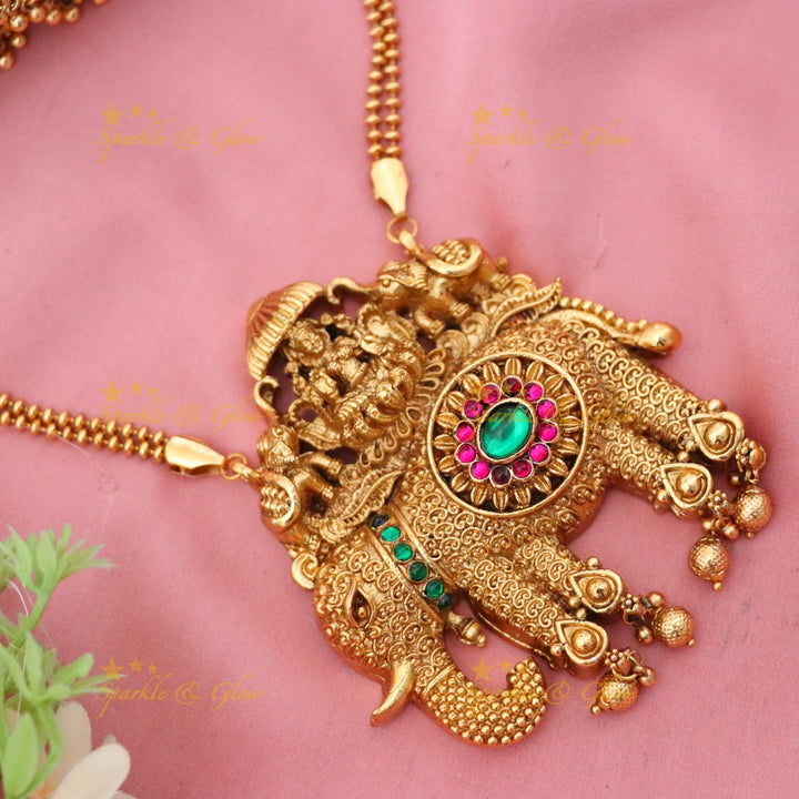 Exquisite Temple Necklace Set - Ideal for Festive Wear