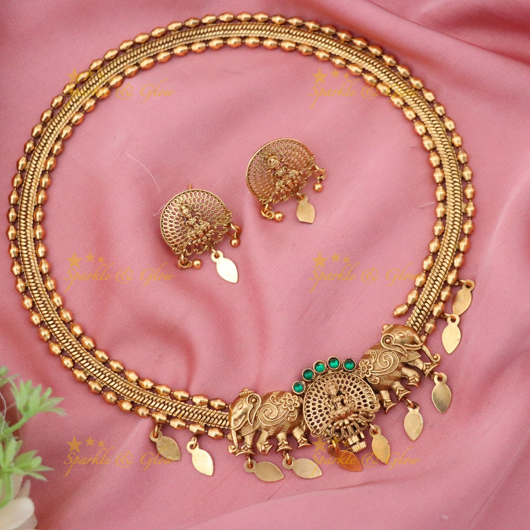Exquisite Kerala Temple Necklace in Gold Finish