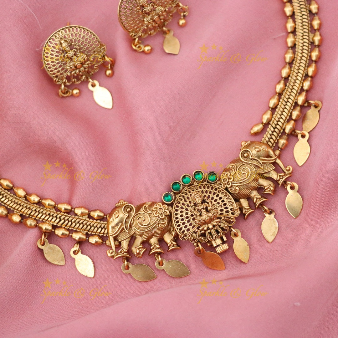 Exquisite Kerala Temple Necklace in Gold Finish