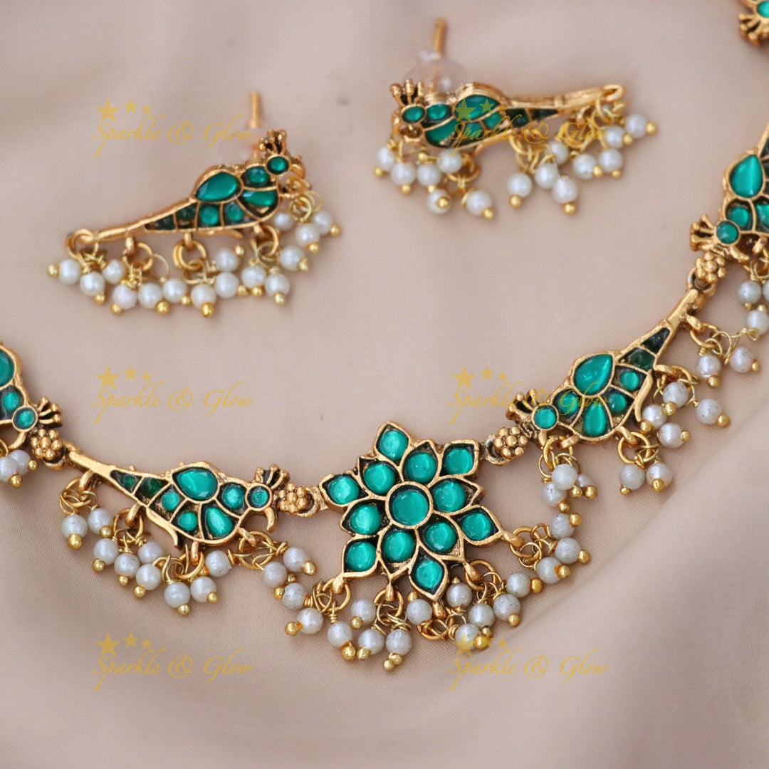 Elegance Redefined: Gold & Turquoise Festive Necklace