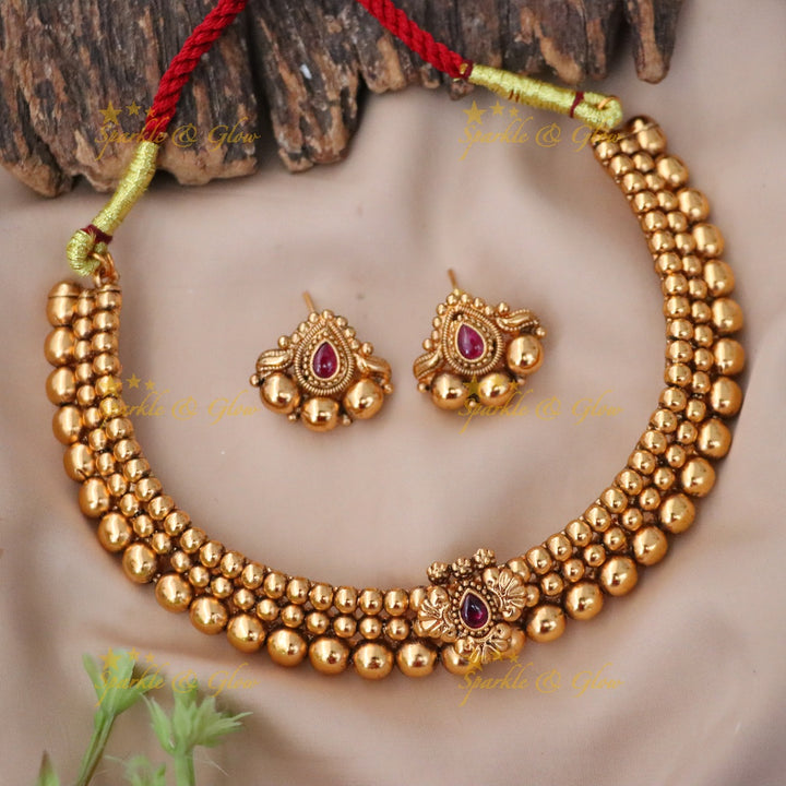 Exquisite Gold Plated Short Necklace Set for Festivals