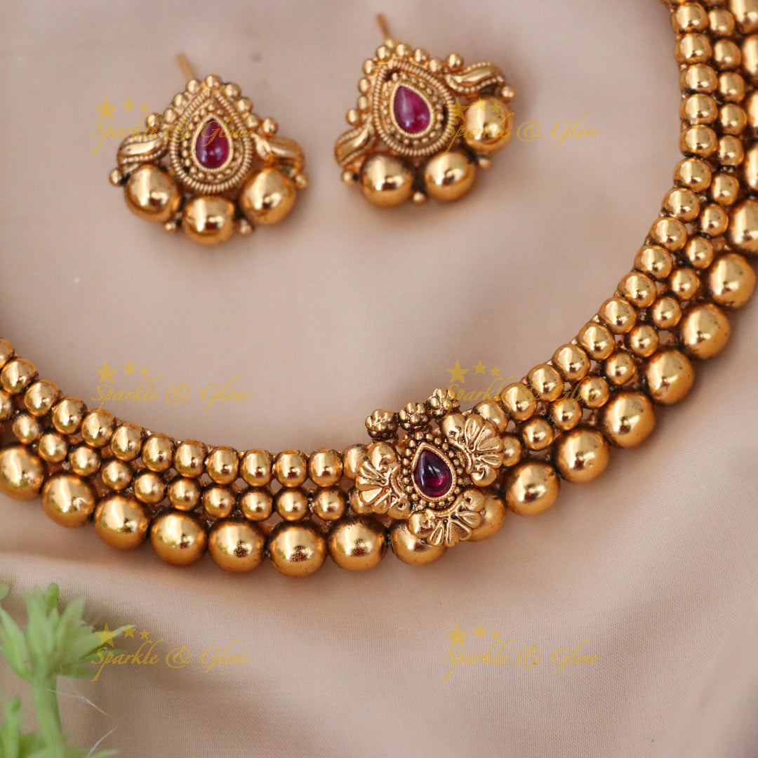 Exquisite Gold Plated Short Necklace Set for Festivals