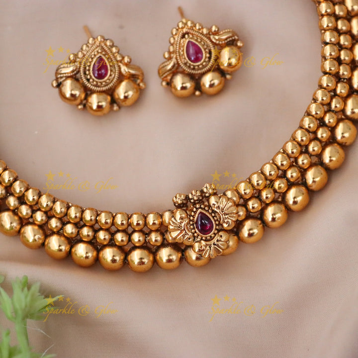 Exquisite Gold Plated Short Necklace Set for Festivals