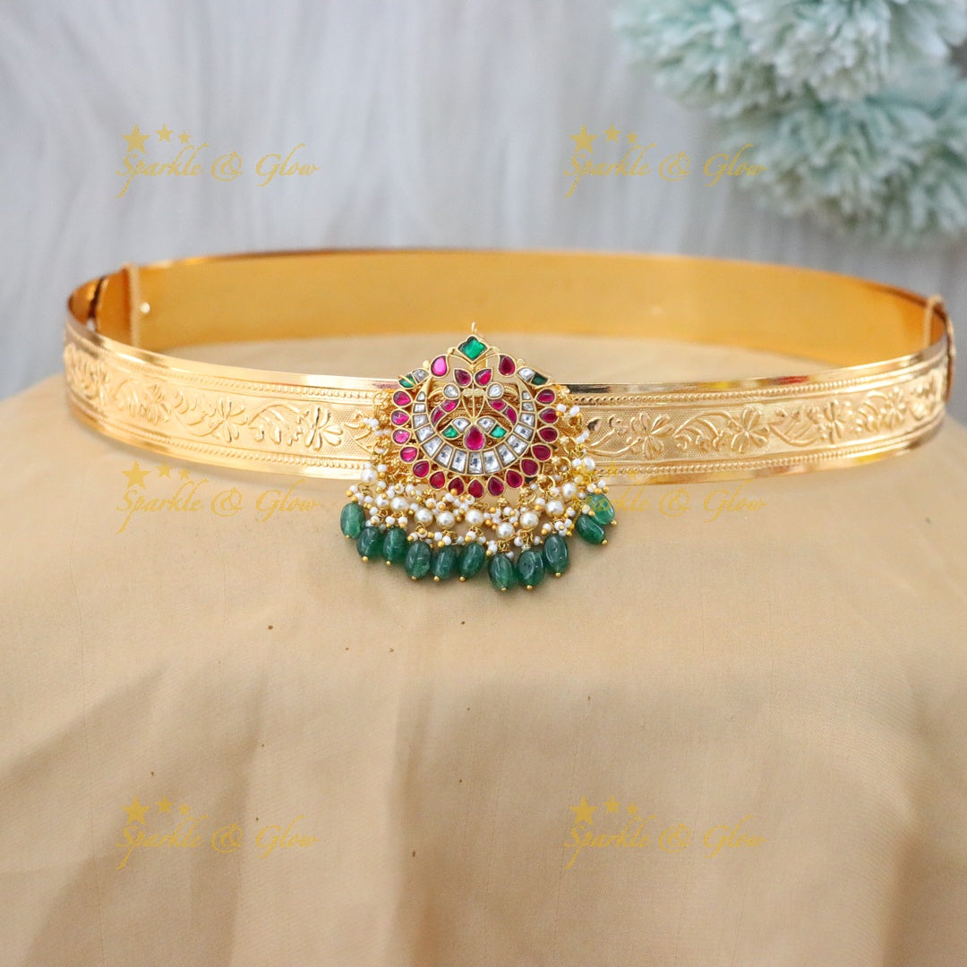 Exquisite Kundan Gold Hip Belt - Perfect for Weddings