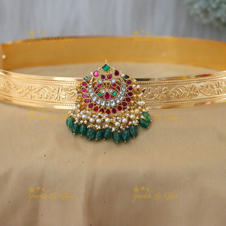 Exquisite Kundan Gold Hip Belt - Perfect for Weddings