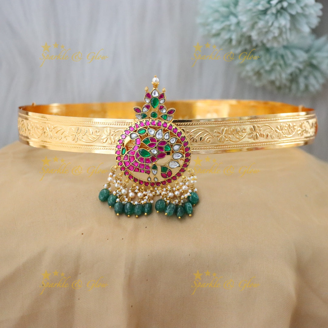 Gold Kundan Hip Belt for Celebrations