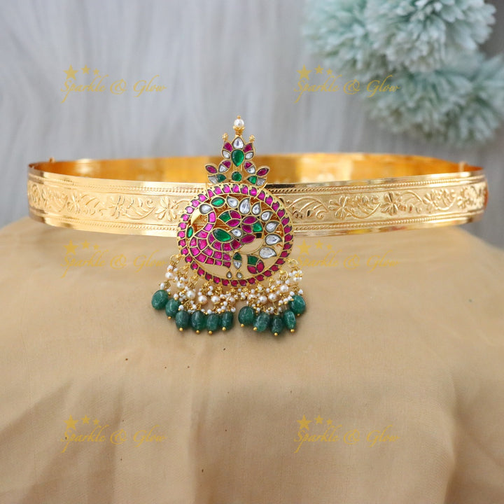 Gold Kundan Hip Belt for Celebrations