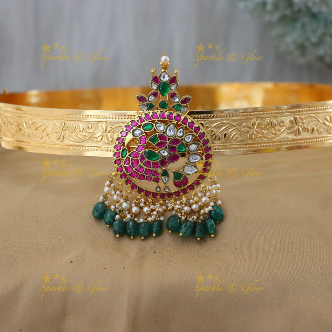 Gold Kundan Hip Belt for Celebrations