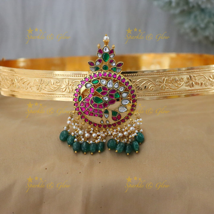 Gold Kundan Hip Belt for Celebrations