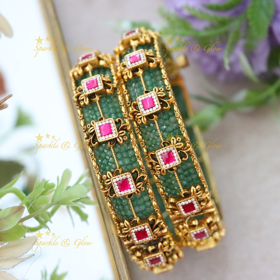 Exquisite Gold Bangle with Gemstones for Festivities